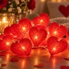 Hartjes lichtsnoer rood 10 ballen 2m