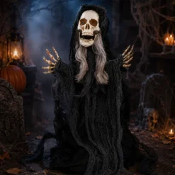 Heks Halloween hangend licht en geluid