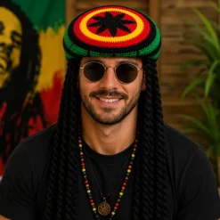 Hoed met rasta meerkleurig