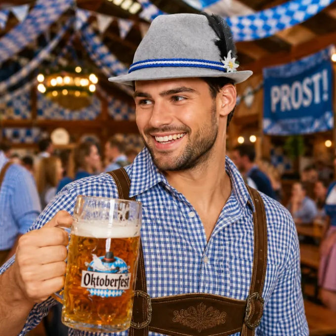 Hoed Oktoberfest grijs blauw