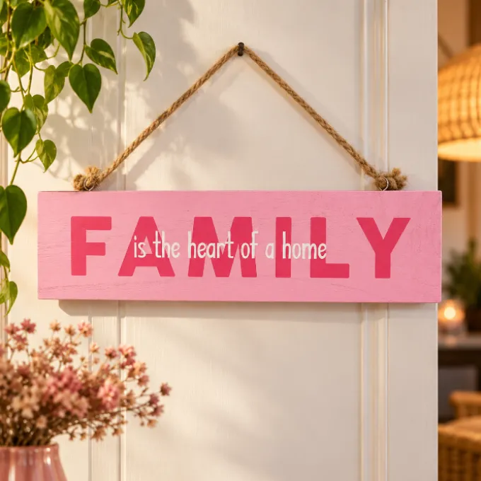 Houten bordje 'Family'