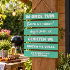 Houten bordje / Tuinladder 'In onze tuin'