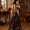 Kostuum Dazzling witch zwart/oranje meisje 4-6 jaar