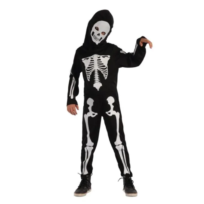 Kostuum Halloween skelet jongen zwart/wit 120-130cm