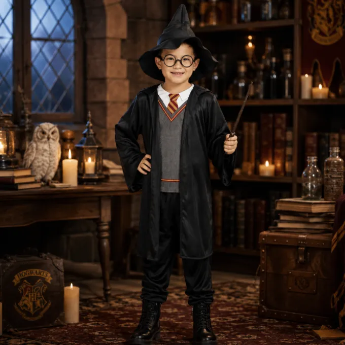 Kostuum Halloween tovenaar jongen maat M