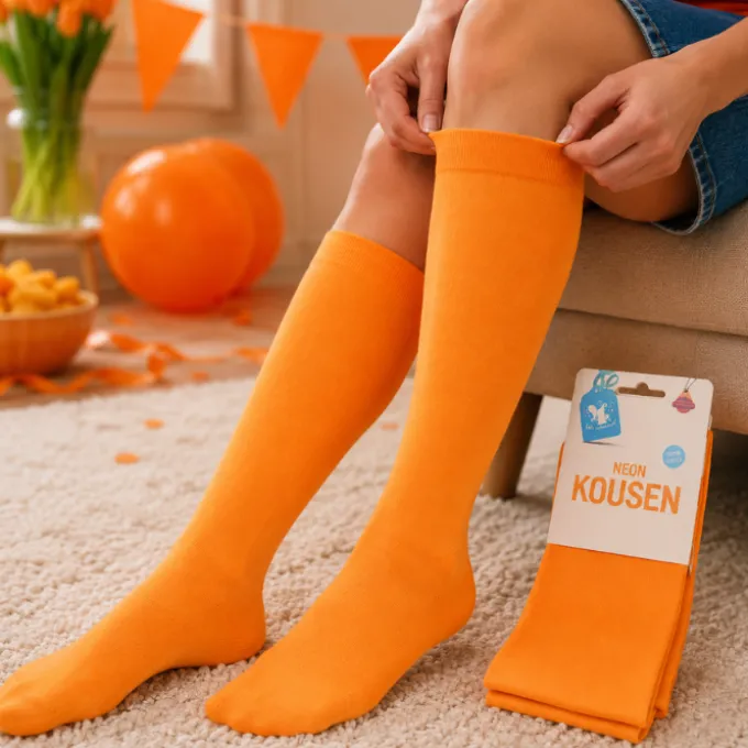 Kousen neon oranje one size