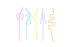 Kronkelrietjes plastic meerkleurig 5 stuks