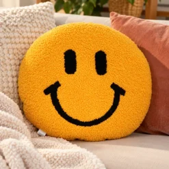 Kussen smiley teddy geel 33cm