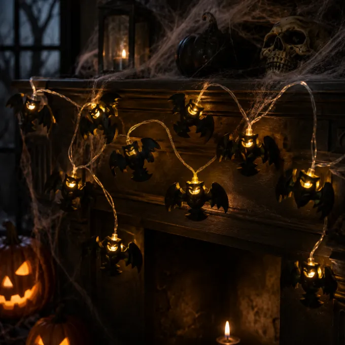 LED-licht slinger Halloween vleermuis 150cm