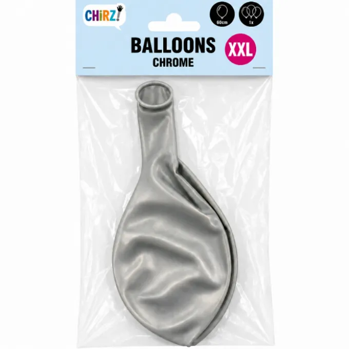 Mega Ballon Chrome - Zilver - 60cm - 1 stuk