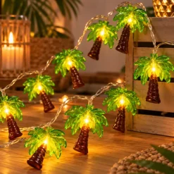 Palmboom lichtsnoer groen/bruin 10 lichten 2m