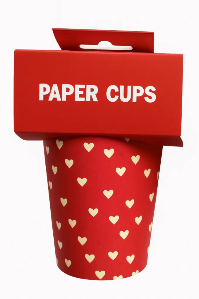 Papieren bekers hart 250ml - 8 stuks