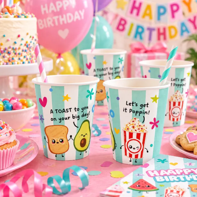 Papieren bekers Kawaii (8 stuks)