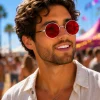 Partybril hippie rood