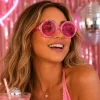 Partybril roze diamanten hartjes