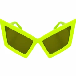 Partybril vlinder neon geel