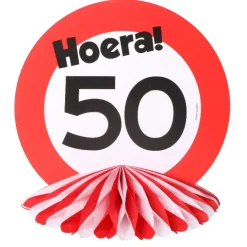 PomPom tafeldecoratie verkeersbord 50 jaar