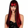 Pruik Halloween rood/zwart