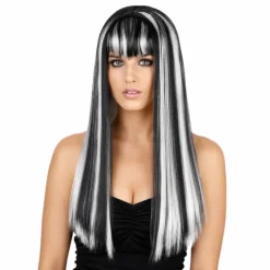 Pruik Halloween zwart/wit