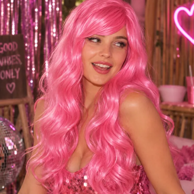Pruik Sweet shelly roze