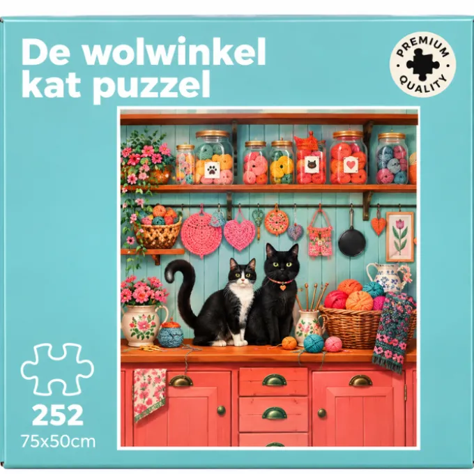Puzzel De Wol Winkel Kat 252 stuks