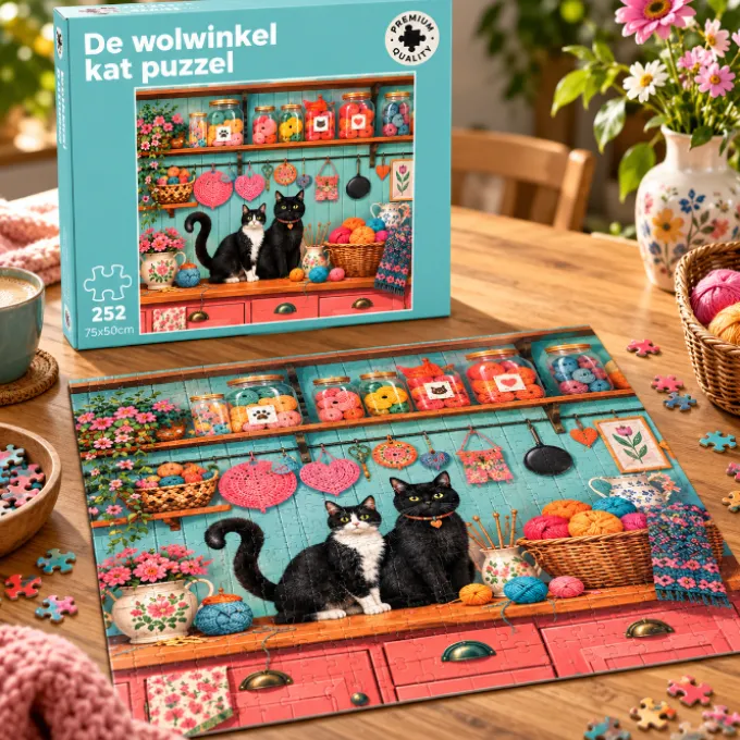 Puzzel De Wol Winkel Kat 252 stuks