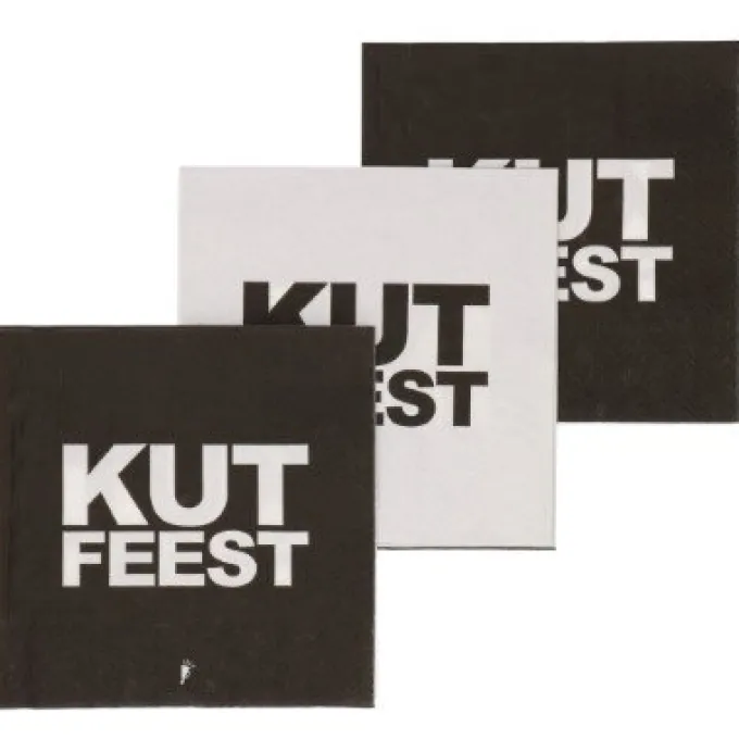 Servetten Kutfeest zwart/wit - 20 stuks