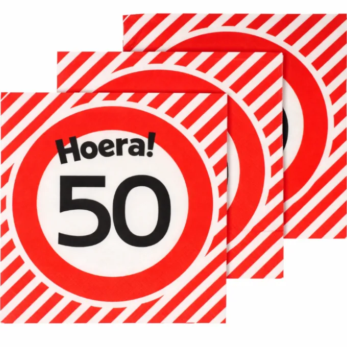 Servetten verkeersbord 50 jaar - 20x