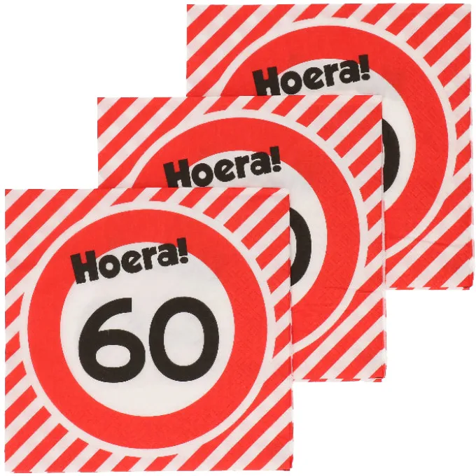 Servetten verkeersbord 60 jaar - 20x