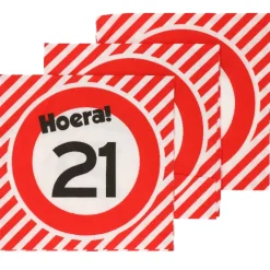Servetten verkeersbord 21 jaar - 20x