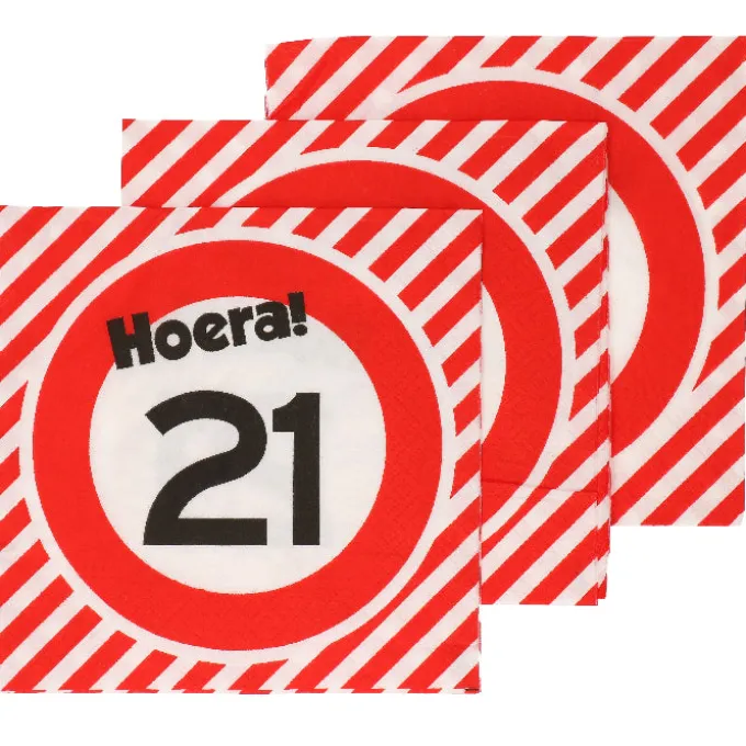 Servetten verkeersbord 21 jaar - 20x