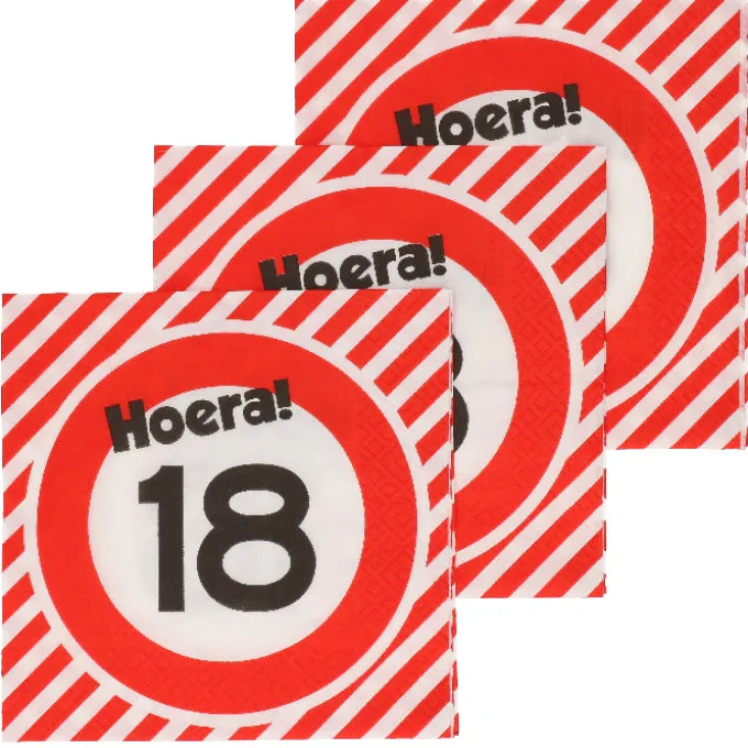 Servetten verkeersbord 18 jaar - 20x