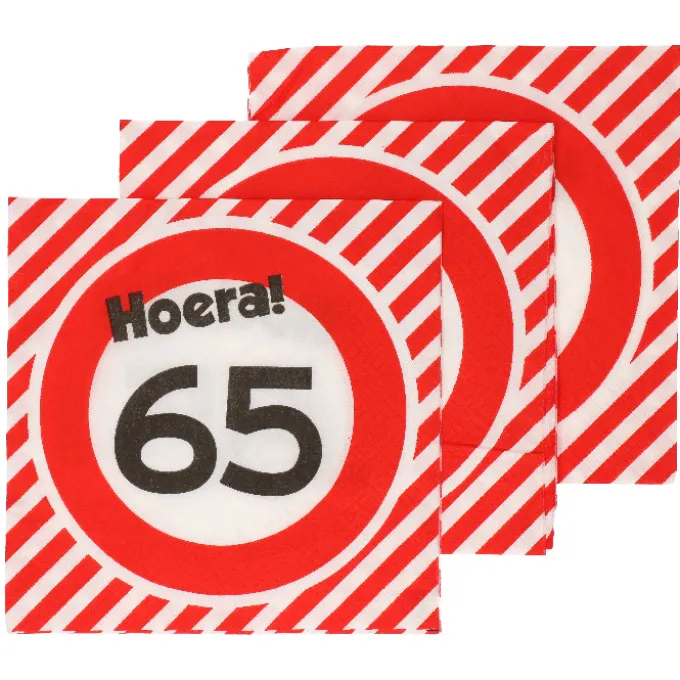 Servetten verkeersbord 65 jaar - 20x