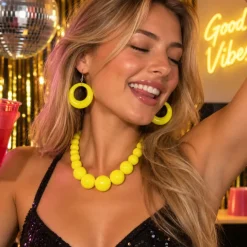 Sieradenset neon geel