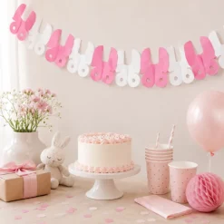 Slinger babyshower kinderwagen roze/wit meisje 3m