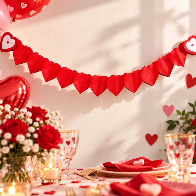 Slinger hartjes papier rood 3m