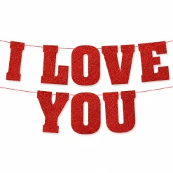 Slinger I love you glitter rood 40cm 7m
