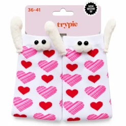 Sokken funny roze hartjes maat 36-41