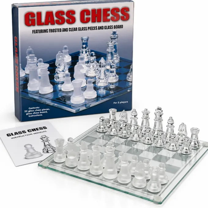 Spel glazen schaakbord