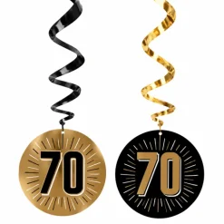 Swirls hangdecoratie zwart/goud 70 - 6 stuks