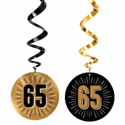 Swirls hangdecoratie zwart/goud 65 - 6 stuks