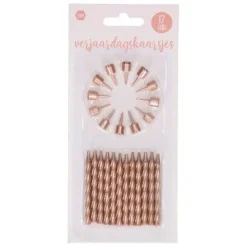 Taartkaarsjes roségoud - 12 stuks