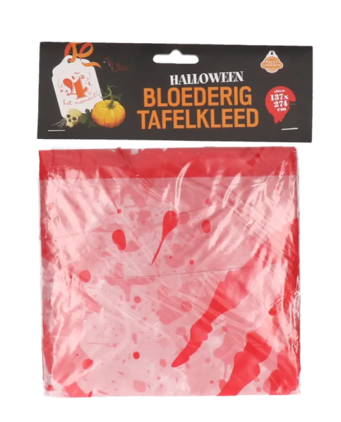 Tafelkleed bloederig wit/rood 137x274cm