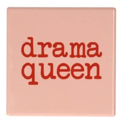 Tegeltje 'dramaqueen' - oranje met rood - 10x10 cm