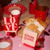 Tegeltje 'Love' - rood met roze - 10x10 cm