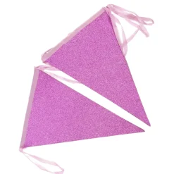 Vlaggenlijn glitter fel roze groot - 6m (10 vlaggen)