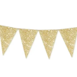 Vlaggenlijn glitter goud klein - 6m (12 vlaggen)