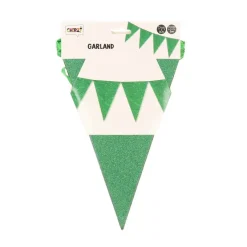 Vlaggenlijn glitter groen groot - 6m (10 vlaggen)