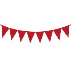 Vlaggenlijn glitter rood groot - 6m (10 vlaggen)