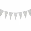 Vlaggenlijn glitter zilver groot - 6m (10 vlaggen)